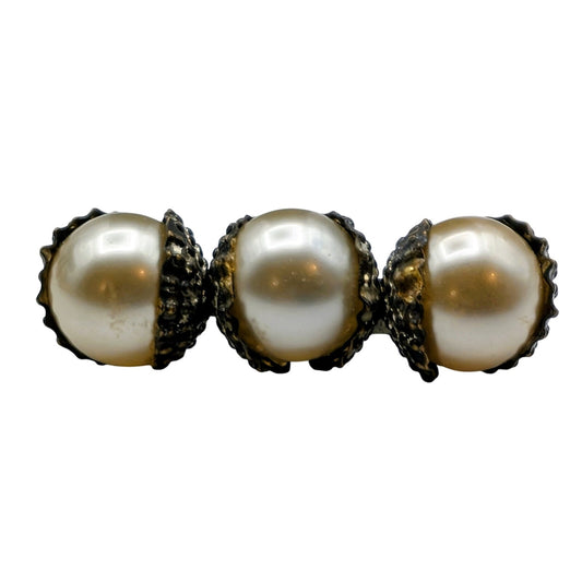 Antique 'C' Hook Three Faux Pearl Tulip Set Brooch/Pin