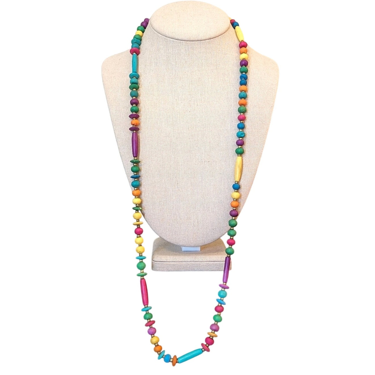 Multi-Color Round & Oblong Beaded 34" Necklace