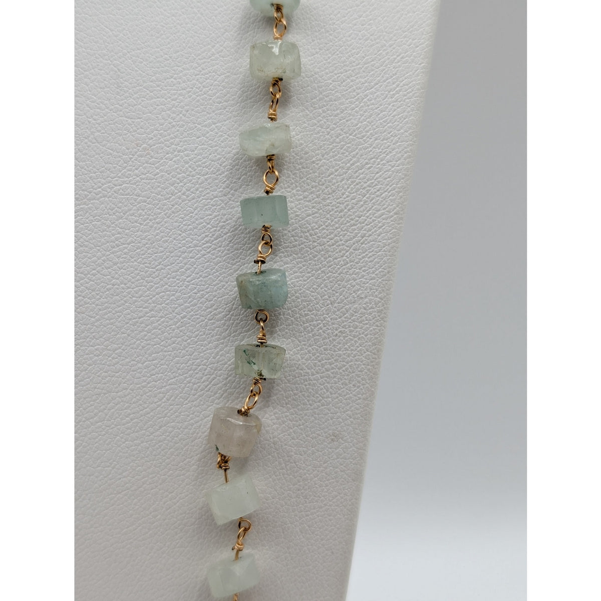 Serafina Gold Tone Green Crystal Bead Rosary Style Chain 32" Necklace