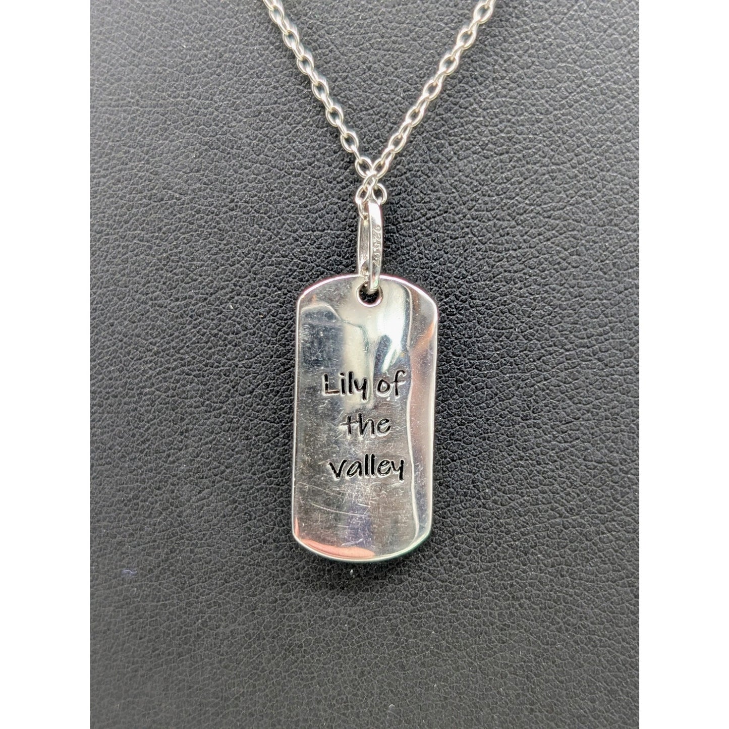 925 Sterling Silver Lily of the Valley CZ Pendant 16"-18" Chain Necklace