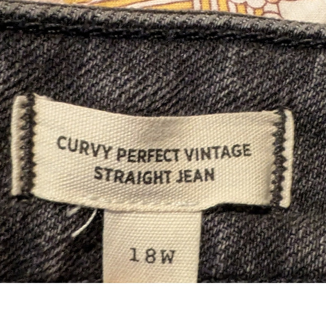 Madewell Curvy Perfect Vintage Straight Faded Black/Charcoal Frayed Hem Jean 18W