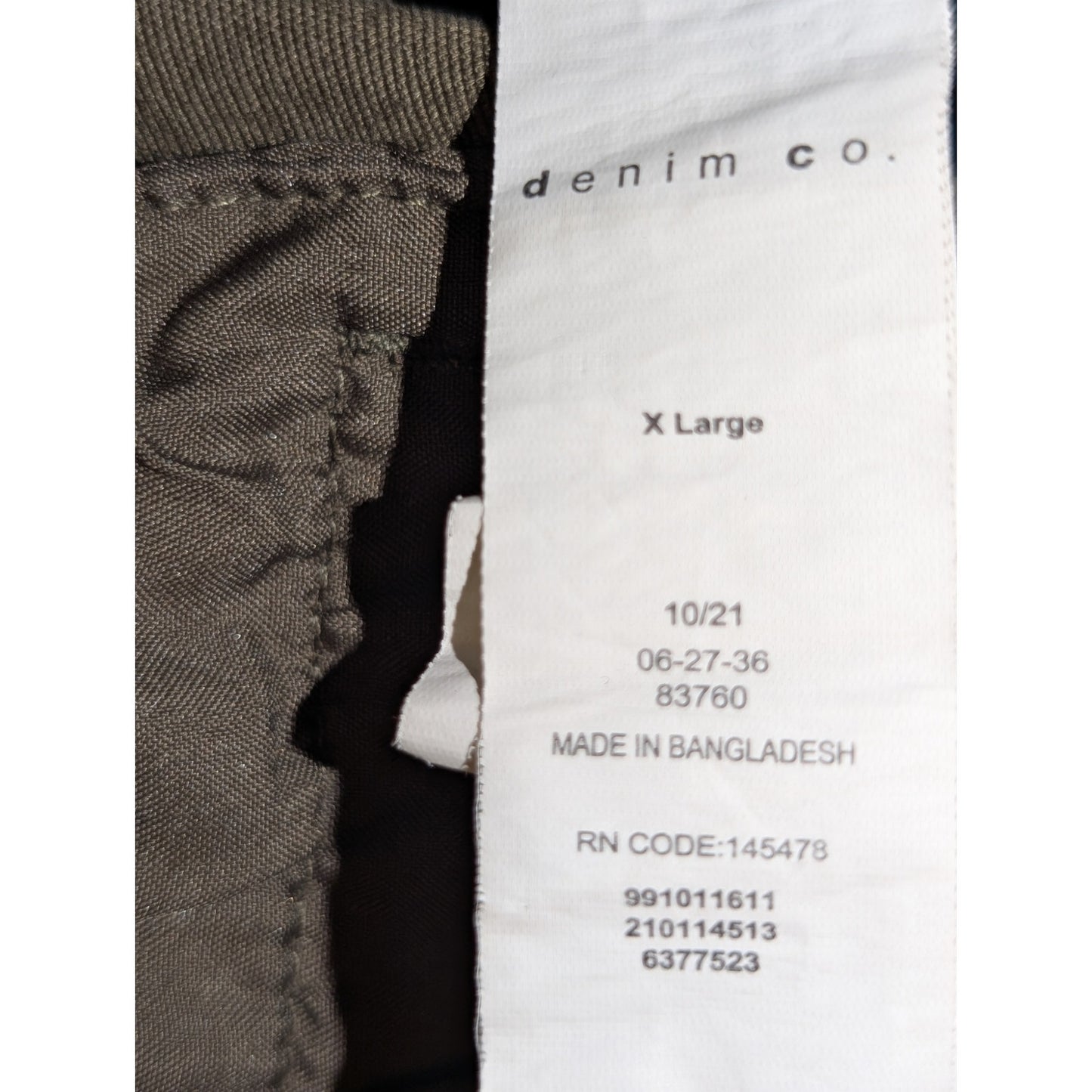 Denim Co. Cuffed Cargo Olive Green Elastic Drawstring Waist Canvas Jean Size XL