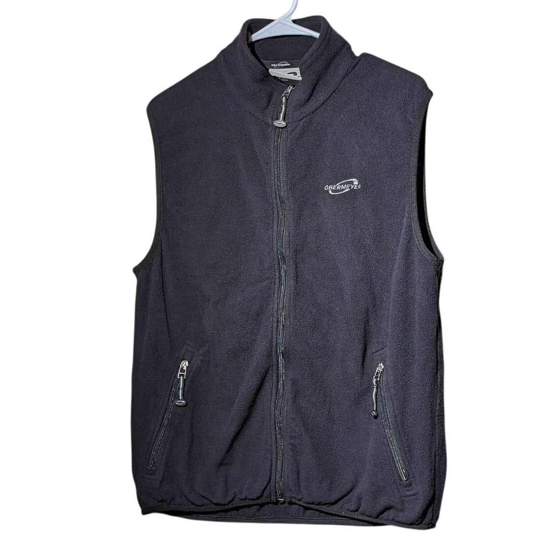 Obermeyer Black Fleece Zip Pocket Full Zip Vest Mens Size M