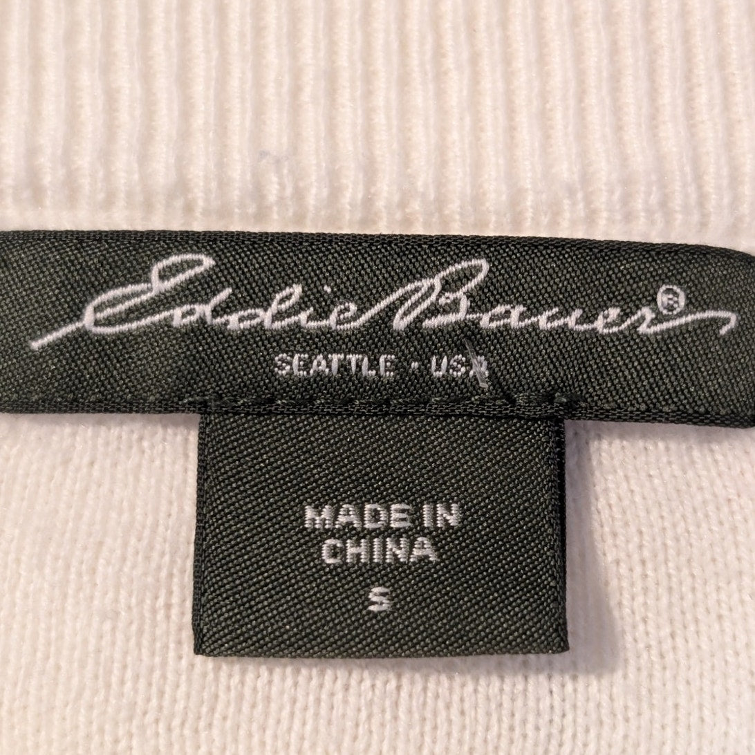 Eddie Bauer Short Rolled Cuff Sleeve Button Front Ribbed Hem Cardigan Womens' S