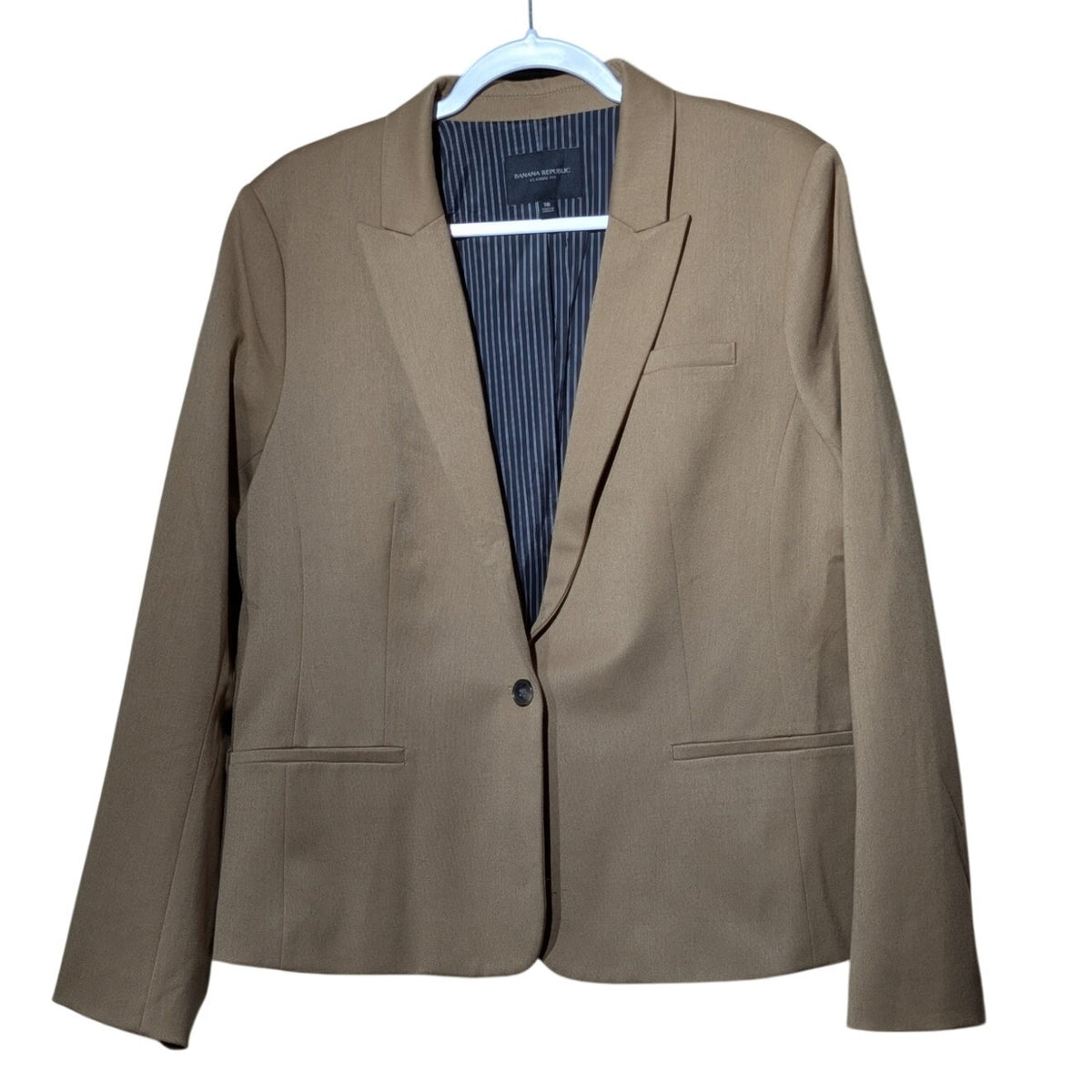 Banana Republic Classic Fit One Button Tan Fully Lined Blazer Womens Size 18