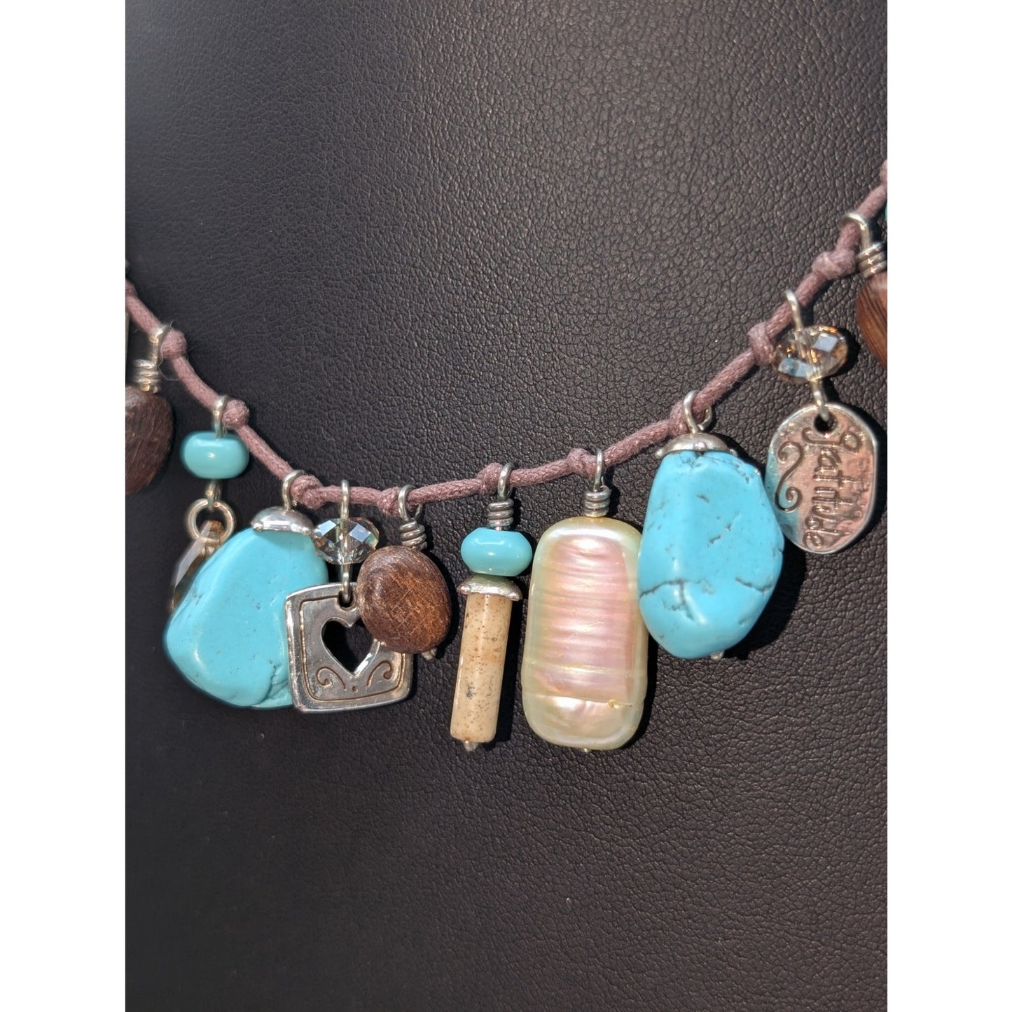 Brighton Imagine Love Peace Gratitude Charm Dangle Necklace & Bracelet Set