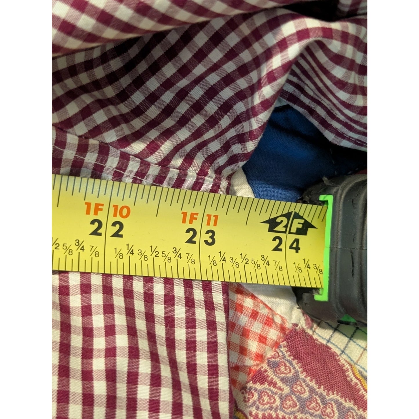 Lands' End Burgundy Check No Iron Supima Popover Long Sleeve Half Button Tunic