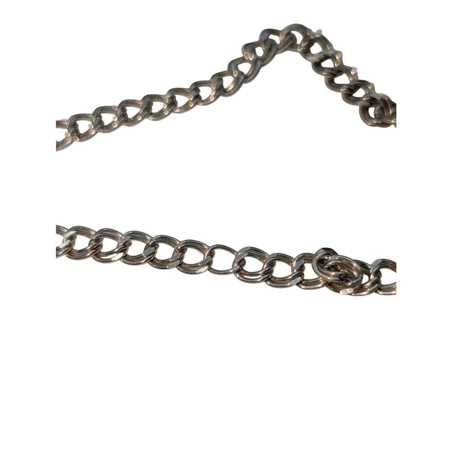 Vtg Marked 925 MSCO Double Curb Link Sterling Charm Bracelet (See Condition)