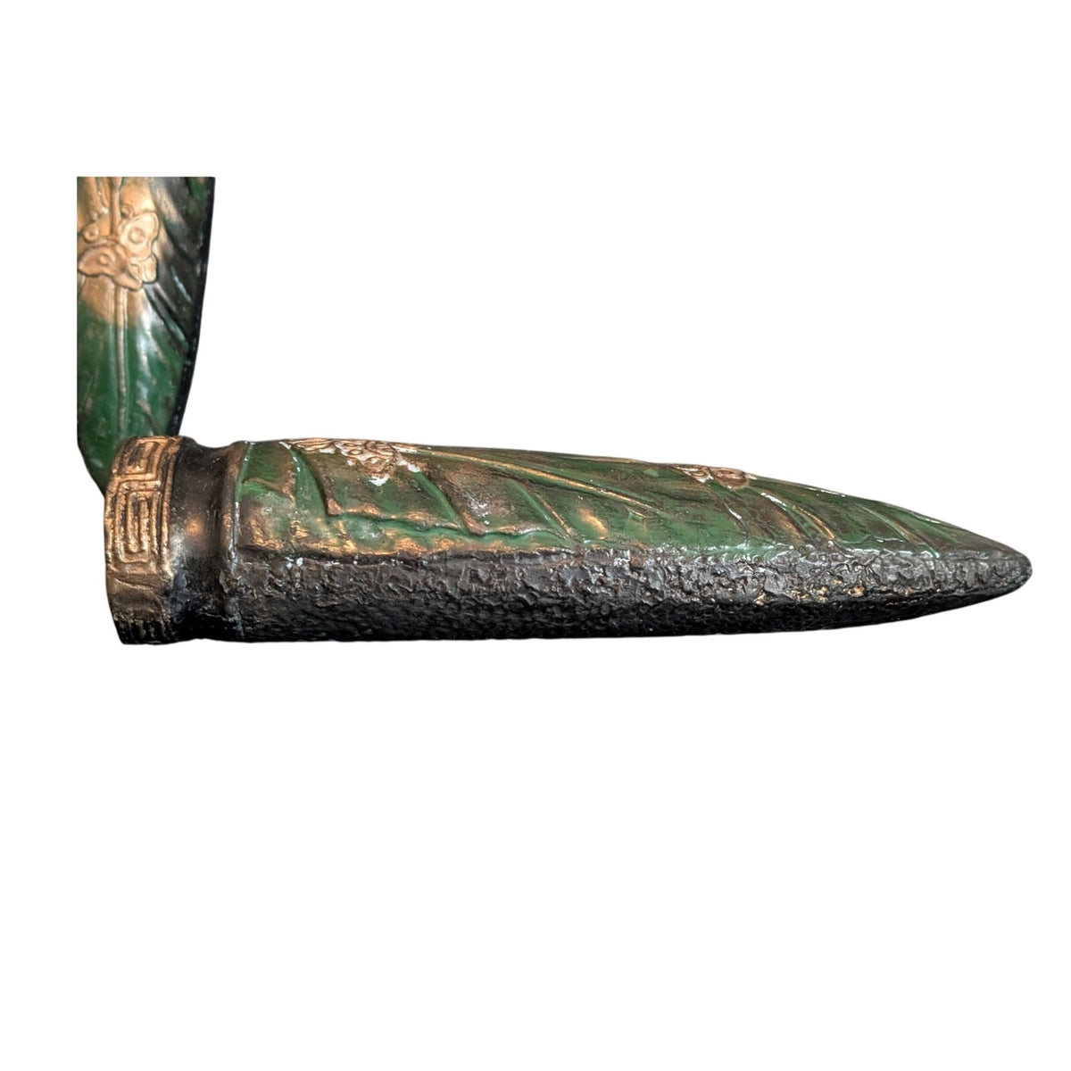 Vintage to Antique Tokanabe Pair Green Black Gilt Japanese Wall Pocket Vases