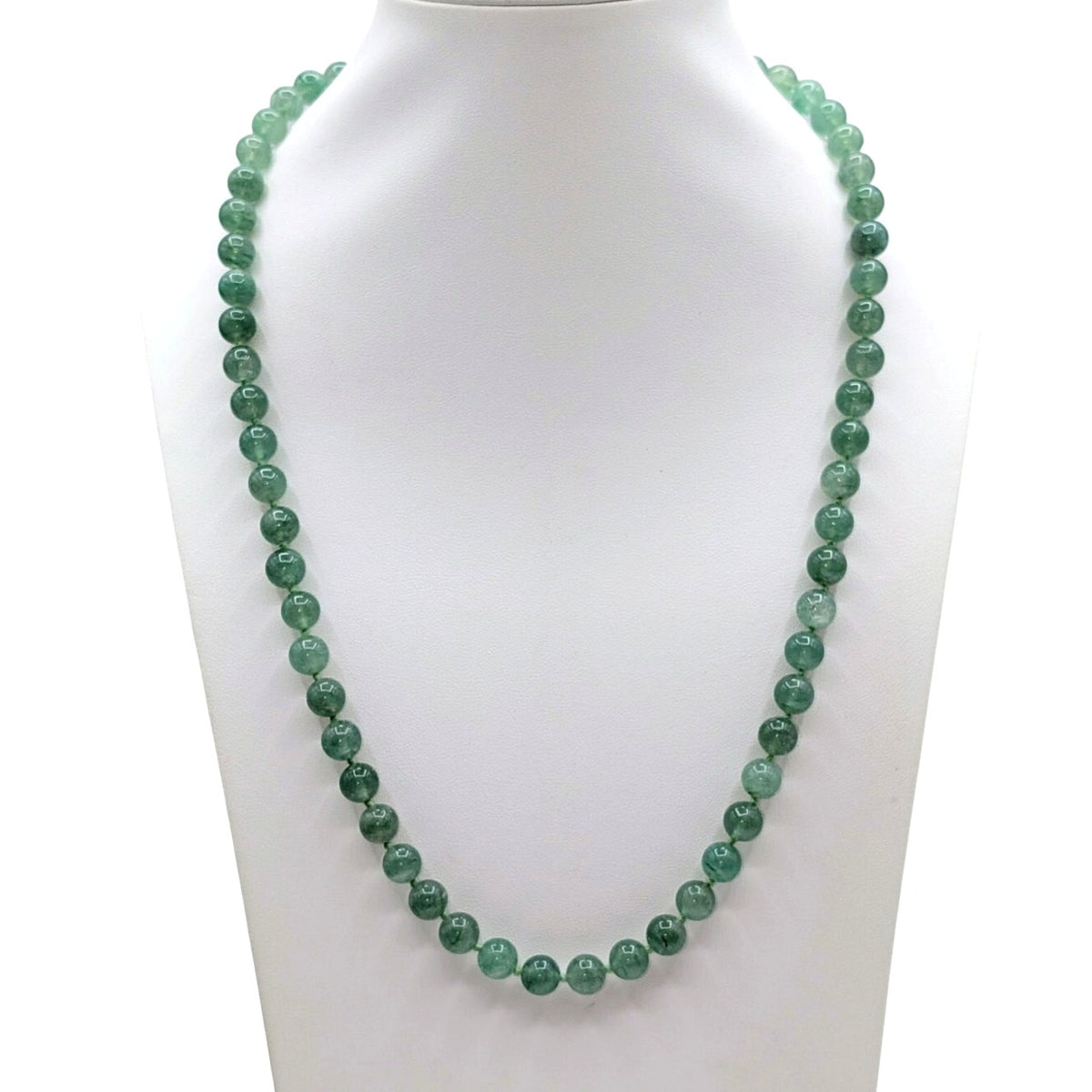 Vintage 14K Gold Filled Semi-Precious Green Stone Hand-Knotted Bead 24" Necklace