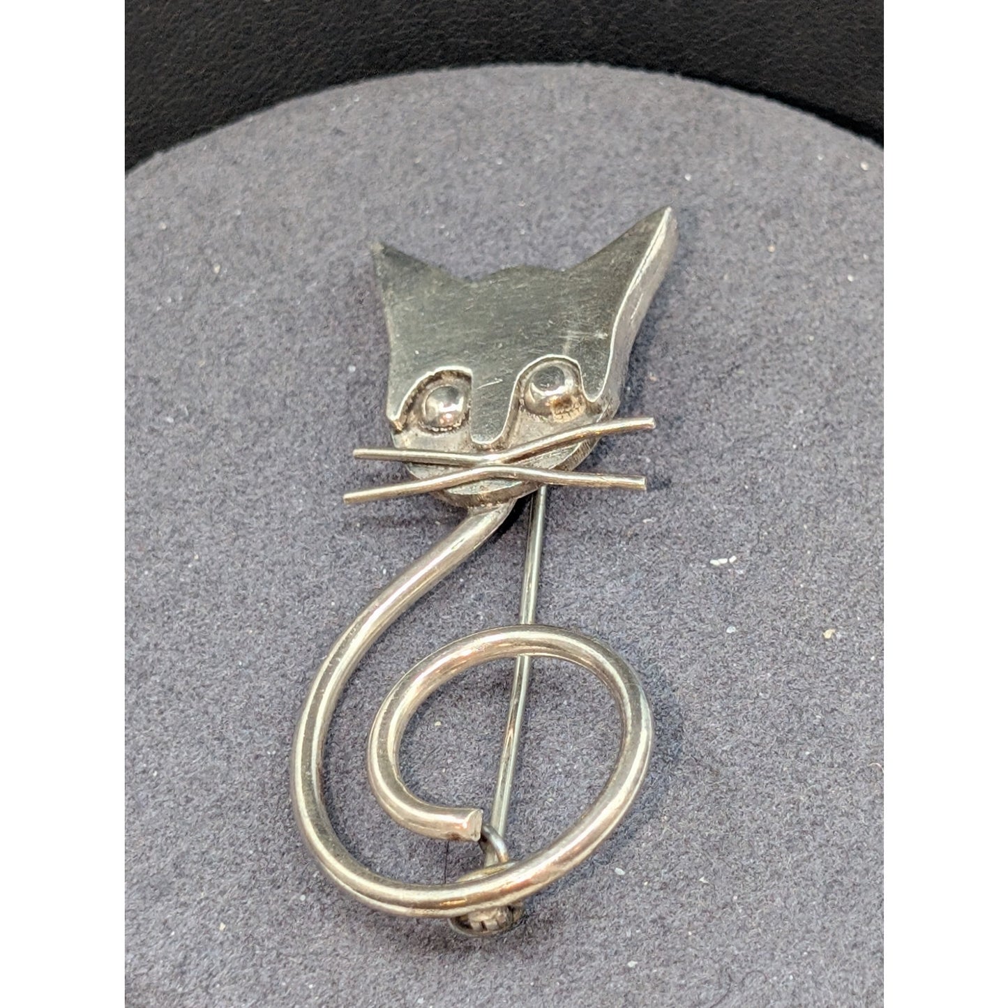 Vintage Taxco Mexico 925 Sterling Silver Modernist Cat Brooch
