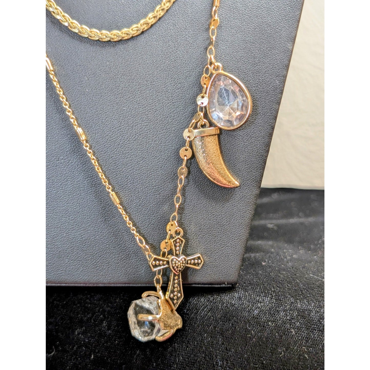 Lot of Layering Gold Tone Pearl Charm Necklaces