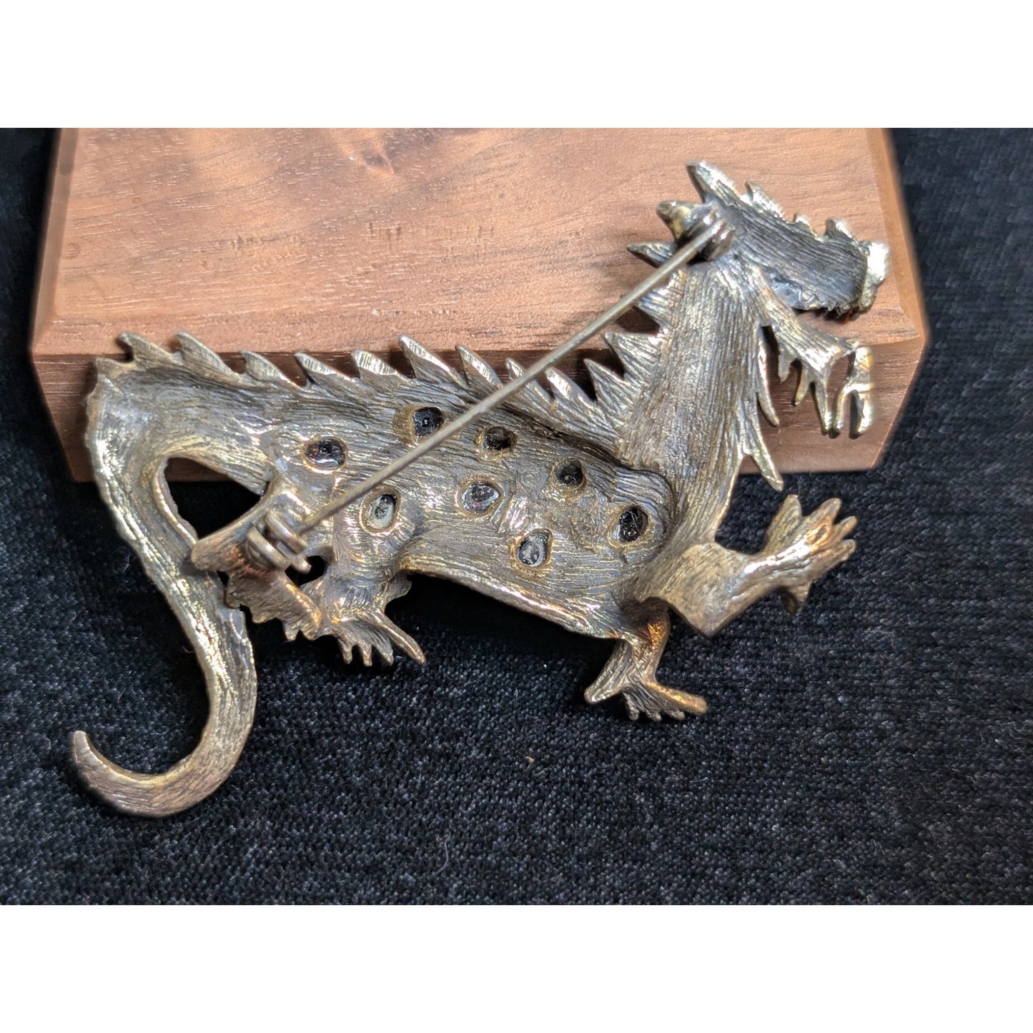 Rare 1950s Vintage La Roco GRIPOIX Glass Rhinestone Mogul Style Dragon Brooch
