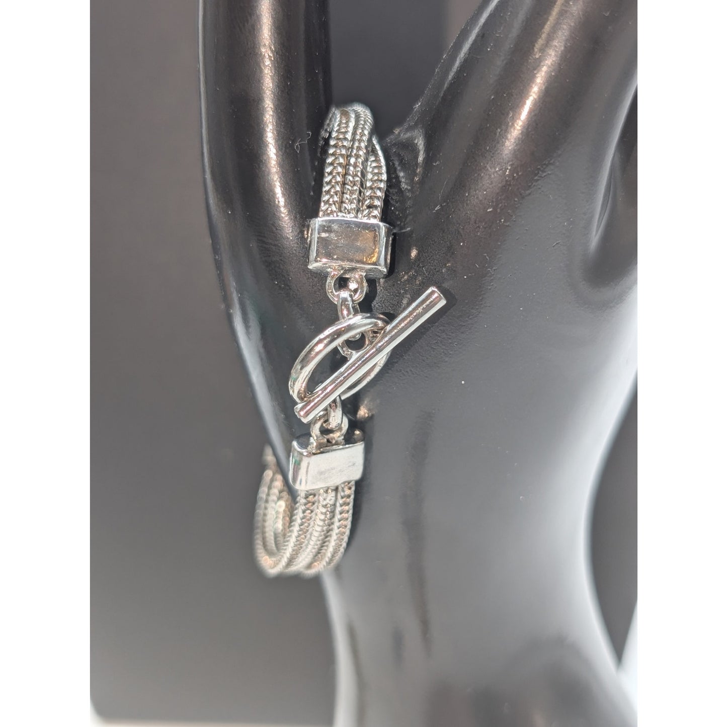 Ginger Snaps Silver Tone Chain Toggle Clasp Bracelet W/ Four Snaps