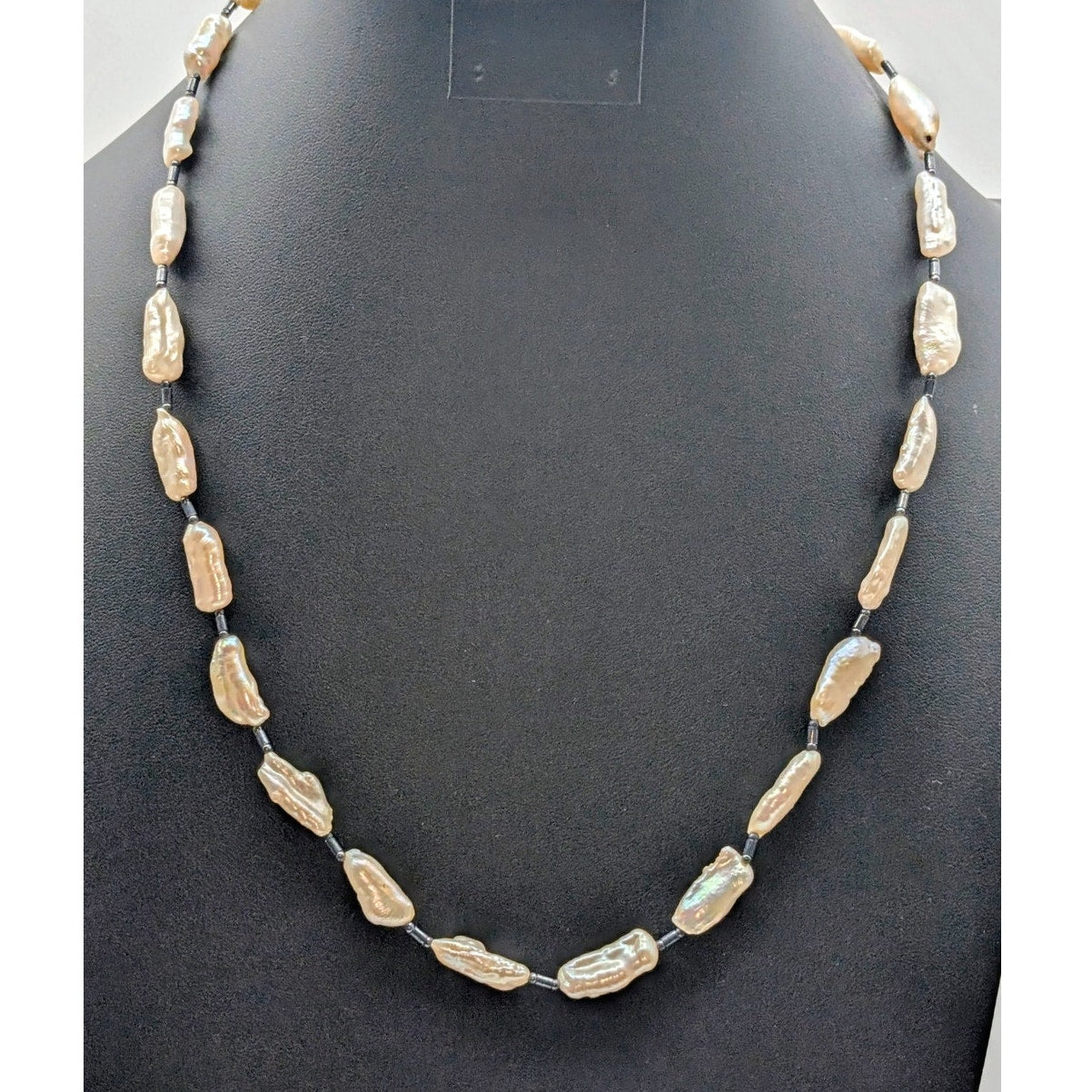 Freshwater Organic Biwa Baroque Pearl 925 Sterling Silver 22"-24.25" Necklace