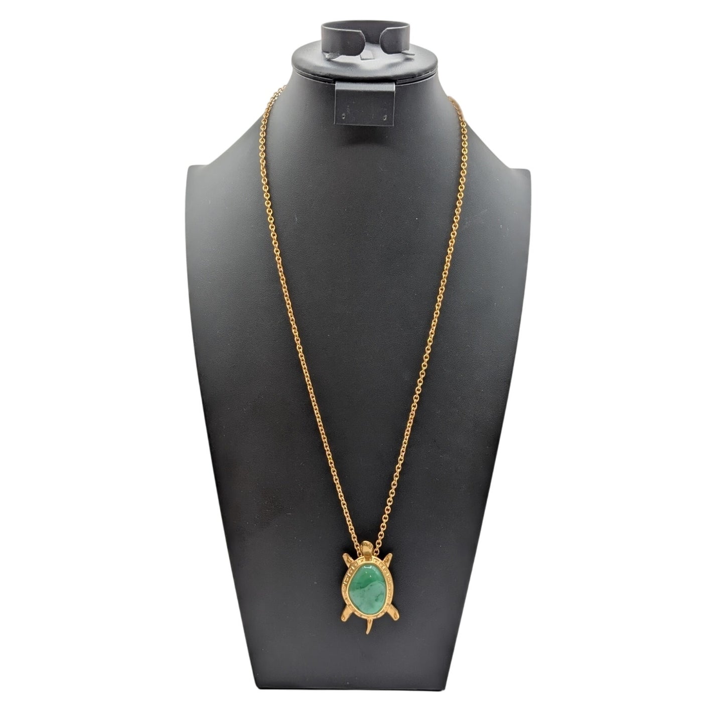 Vintage Avon 1980 Gold Tone Turtle Brooch/Pendant 28" Chain Necklace