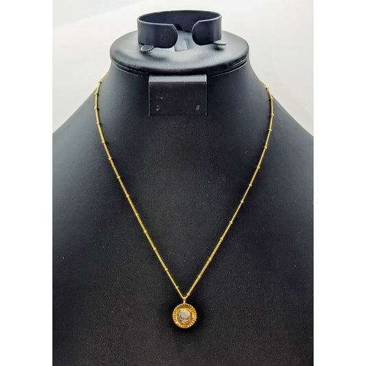 Gorjana Power Gemstone Coin Necklace Howlite Calming Stone 18K GP Necklace