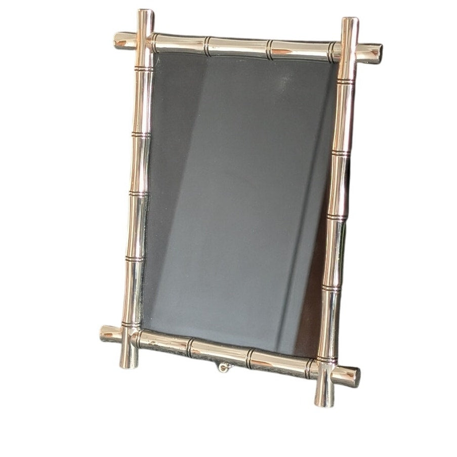 Bamboo Look Silver Metal Free Standing Picture Frame