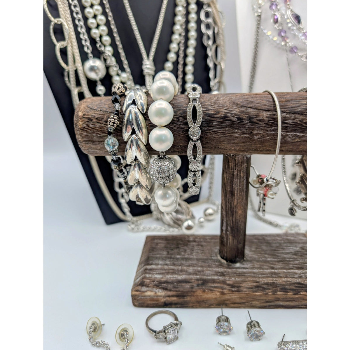 Reseller's Delight 47 Piece Silver Tone Vintage to Modern Costume Jewelry Lot