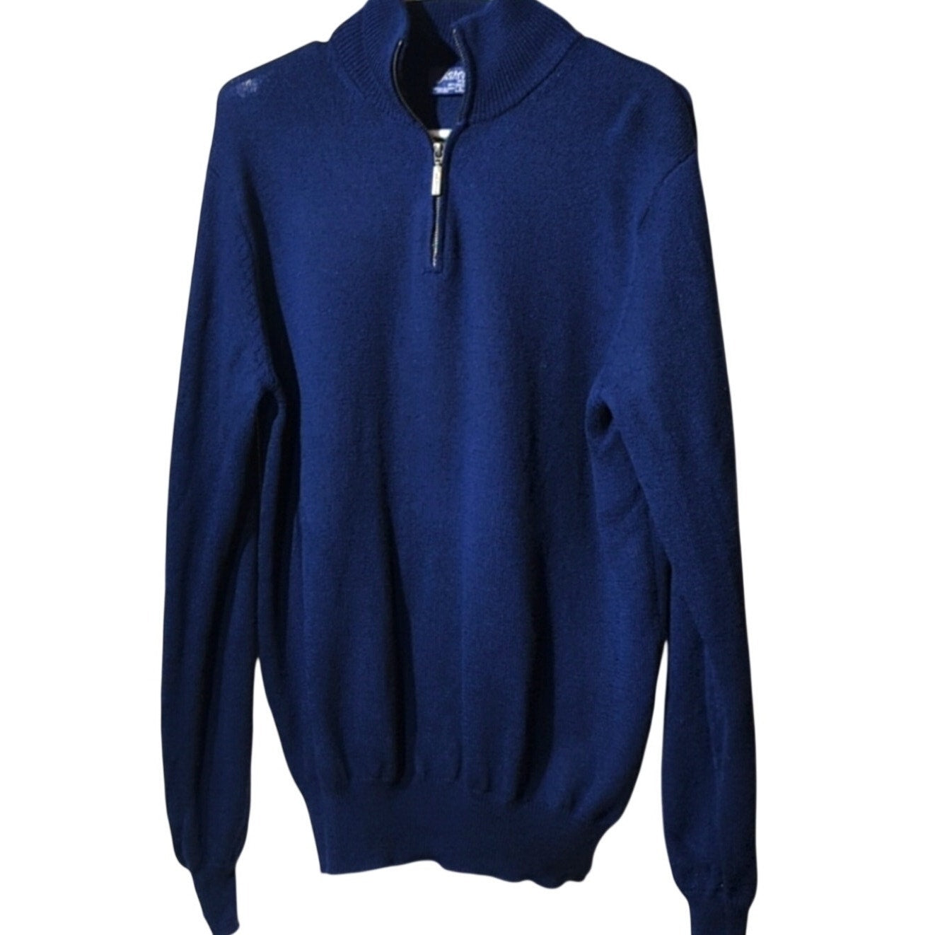 Jeremy Argyle NYC 100% Merino Wool Navy Quarter Zip Stand Collar Men's Size L
