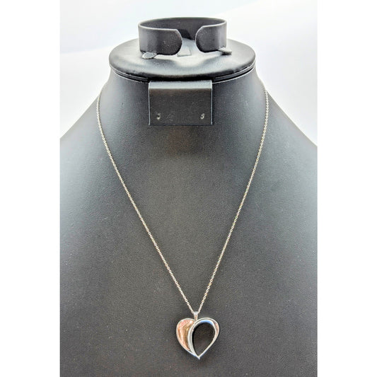 PAJ 925 Sterling Silver Large Open Heart Pendant 18" Necklace