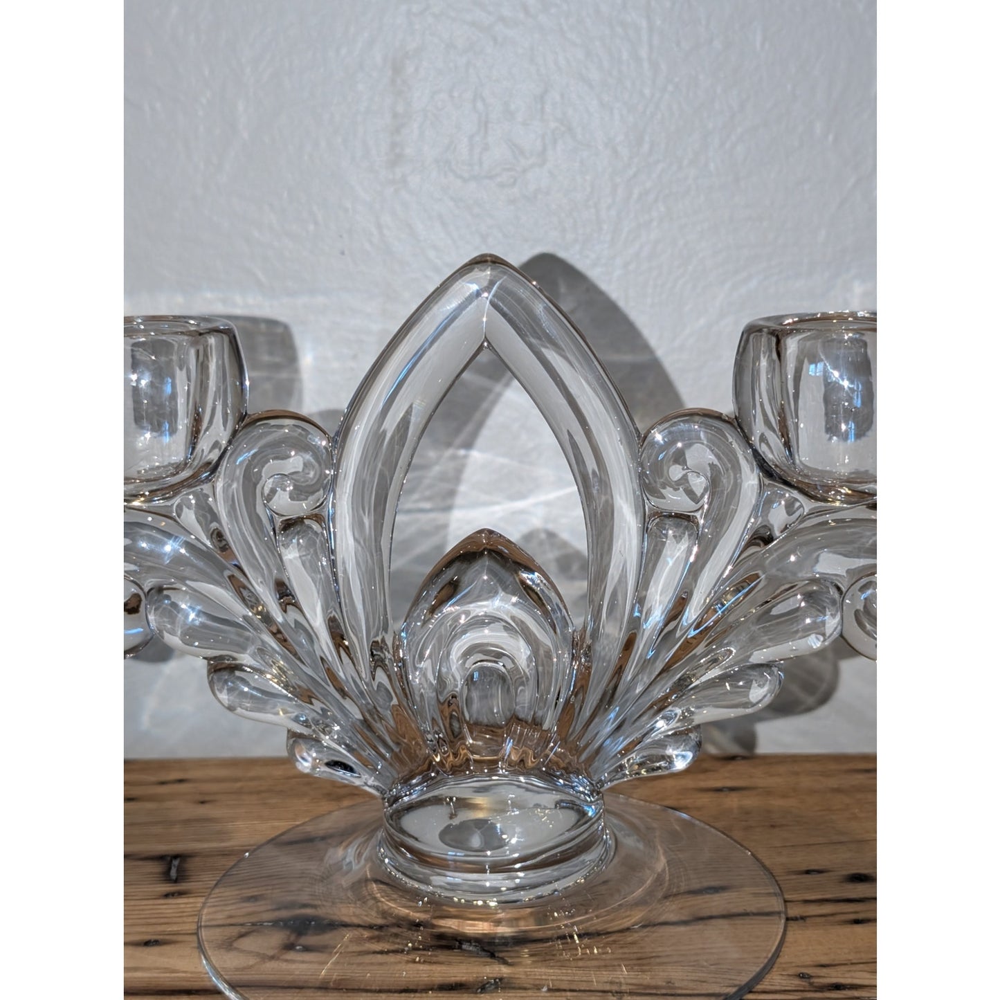Vintage 1930s Cambridge Art Deco Style Glass Double Candlestick Holder