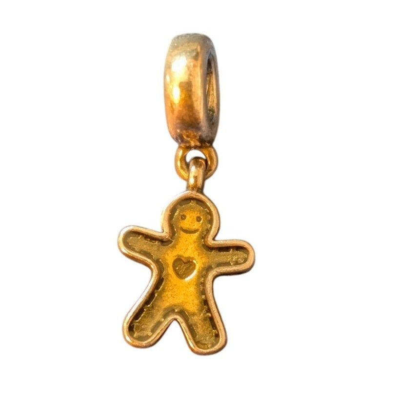 Pandora Gingerbread Man Enamel Dangle Retired Sterling Silver Charm