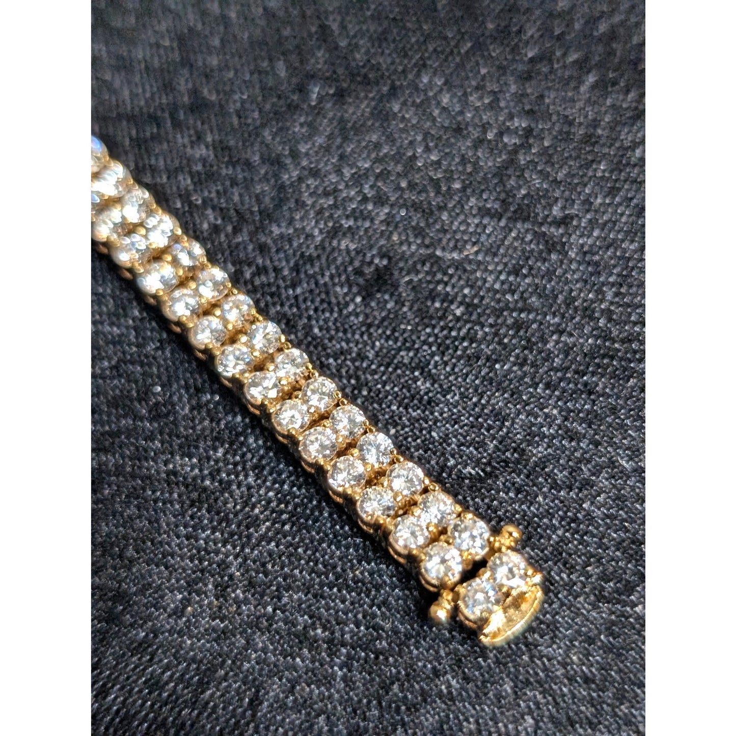925 Vermeil Sterling Two Row Princess Cut CZ Two Safety Latches Tennis Bracelet