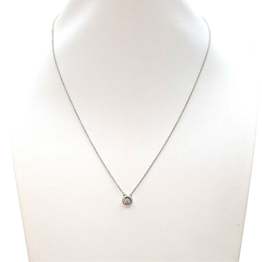 Vintage 925 India Sterling Silver Floating Diamond Pendant 18.25" Chain Necklace