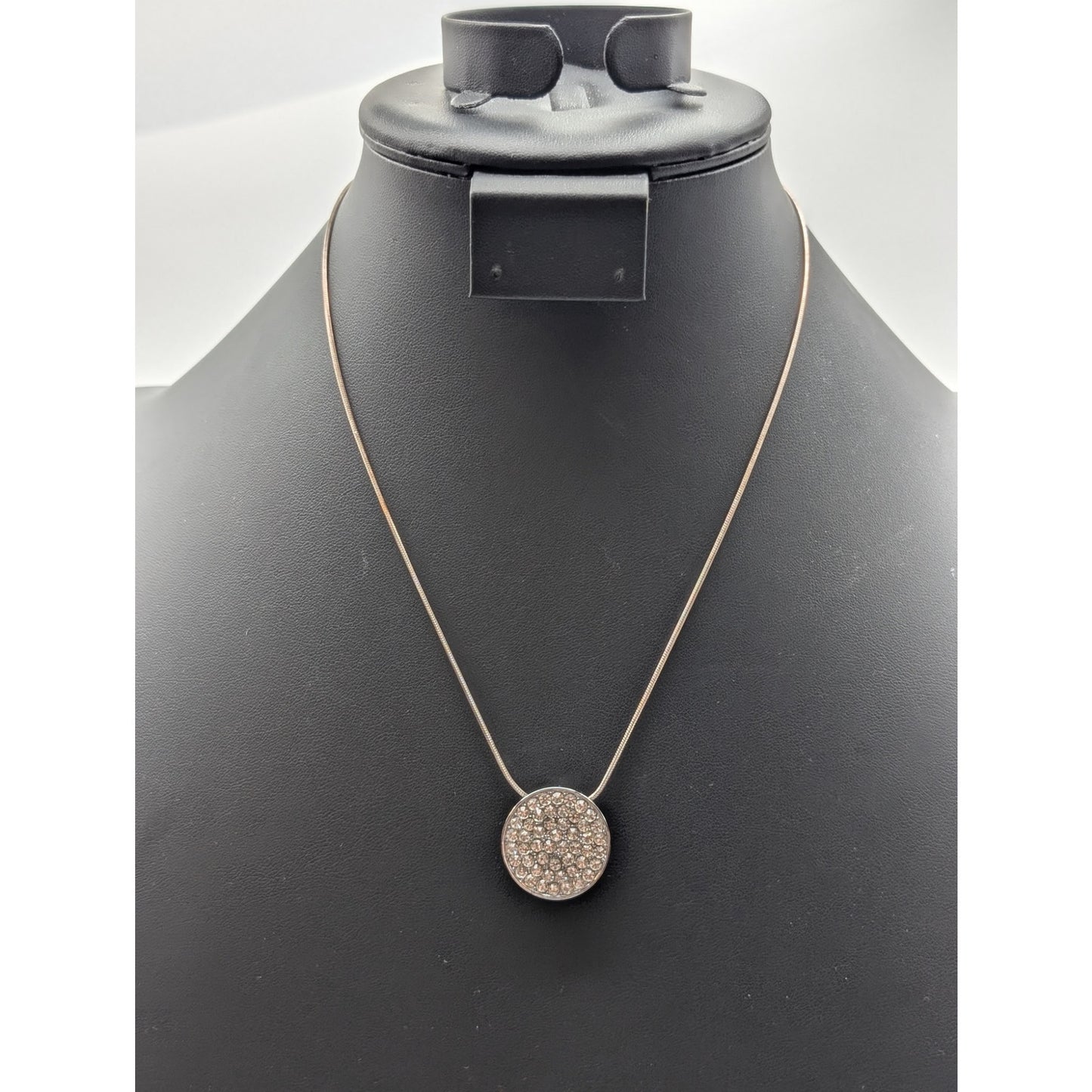 925 Sterling Silver Chain W/ Silver Tone CZ Encrusted Pendant 18" Necklace