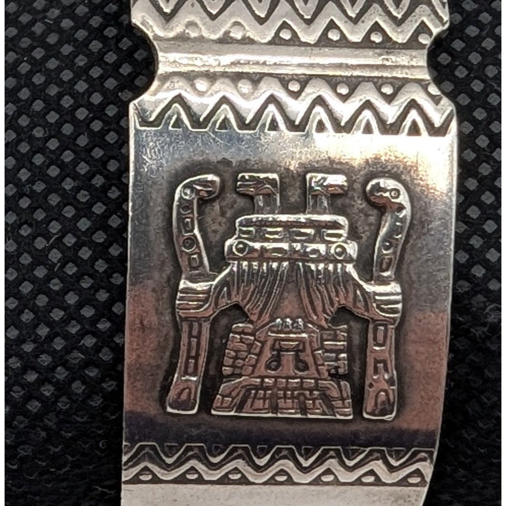Vintage/Antique Silver Peruvian Inca or Aztec Primitive Tribal Cuff Bracelet