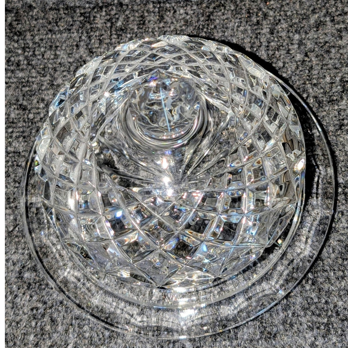 Vintage Diamond Cut 24% Lead Crystal Domed Cheese Plate