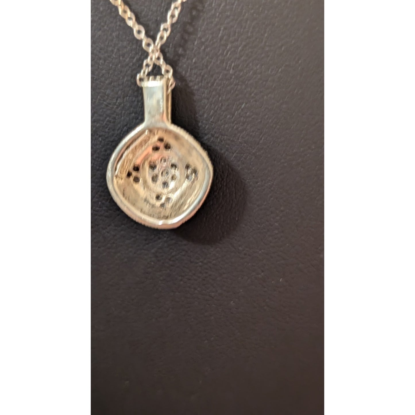 Vintage Sterling Floral Sparkly Crystal Two Tone Pendant 18" Necklace