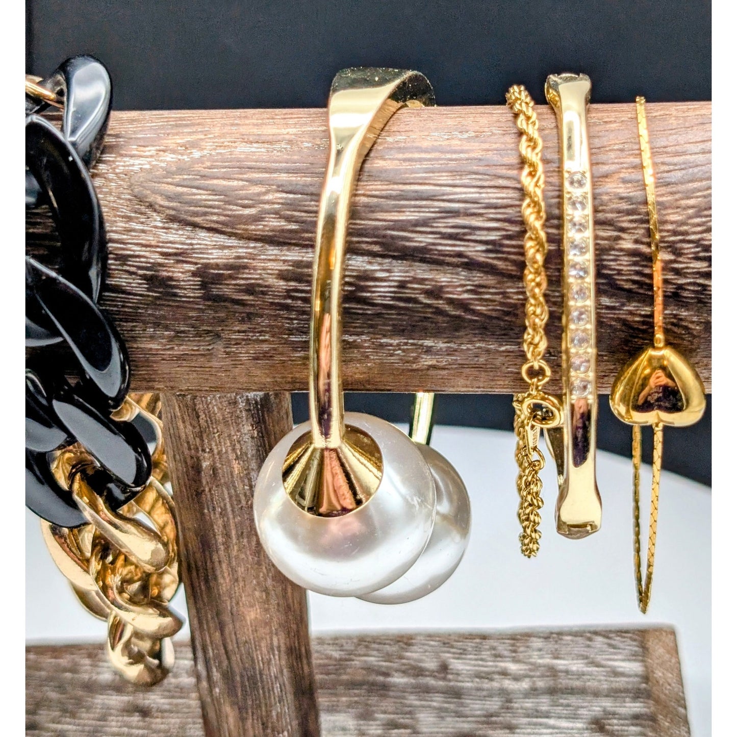 Lot of Nine Gold Tone Theme Bracelets