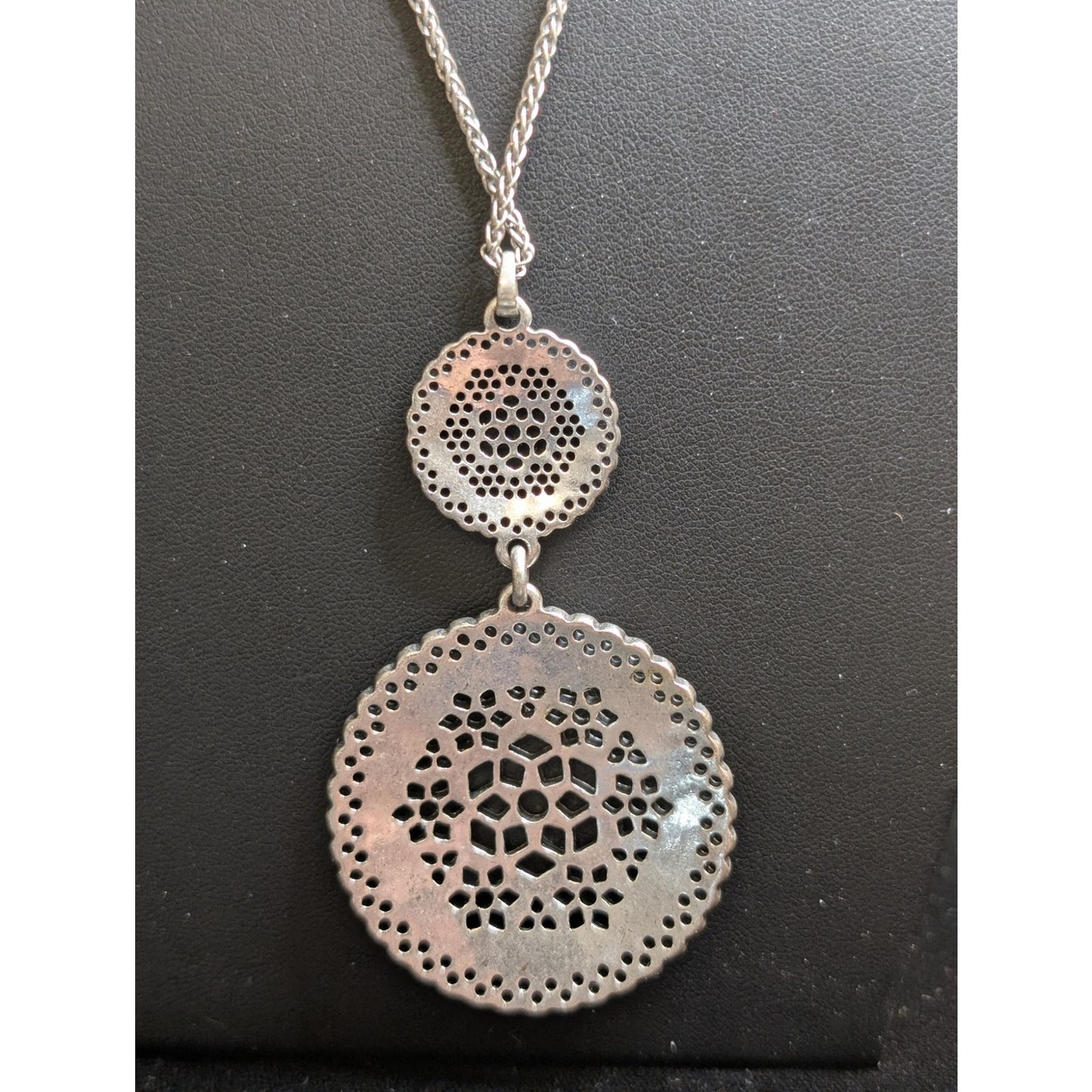 Lucky Brand Two Toned Openwork Double Medallion Pendant 27.5"-29.5" Necklace