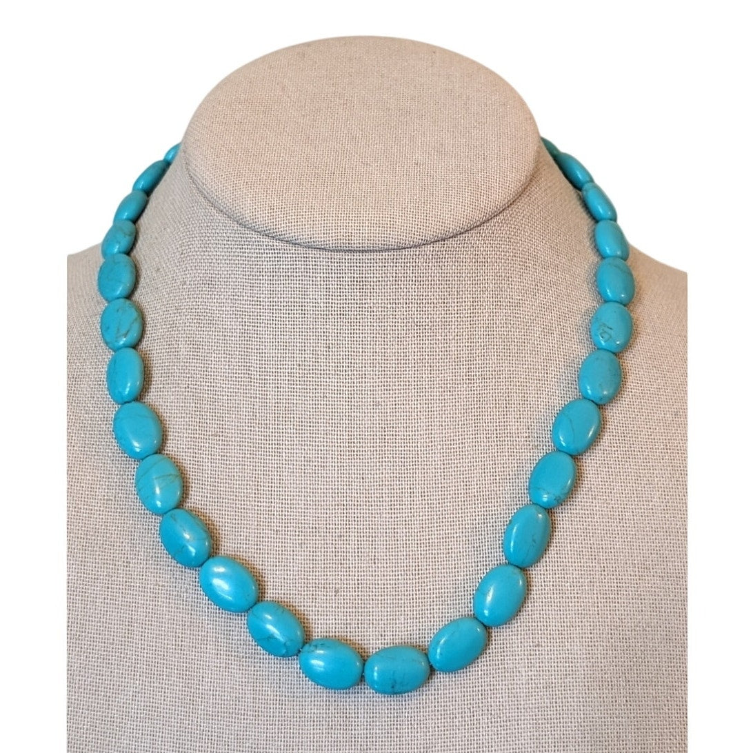 Turquoise Color Howlite Bead Choker Necklace