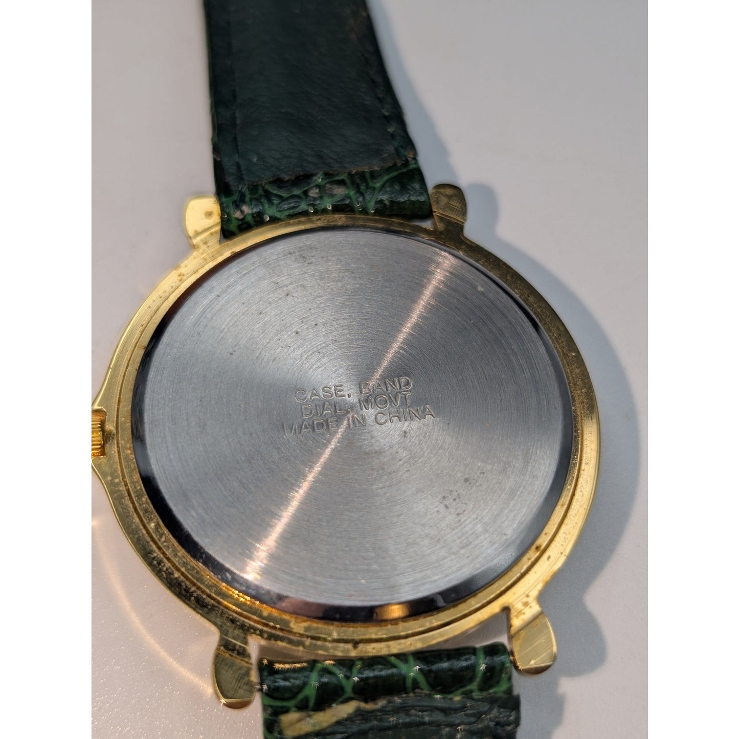 Women's Gold Tone Christmas Tree Dial Green Leather Band Watch