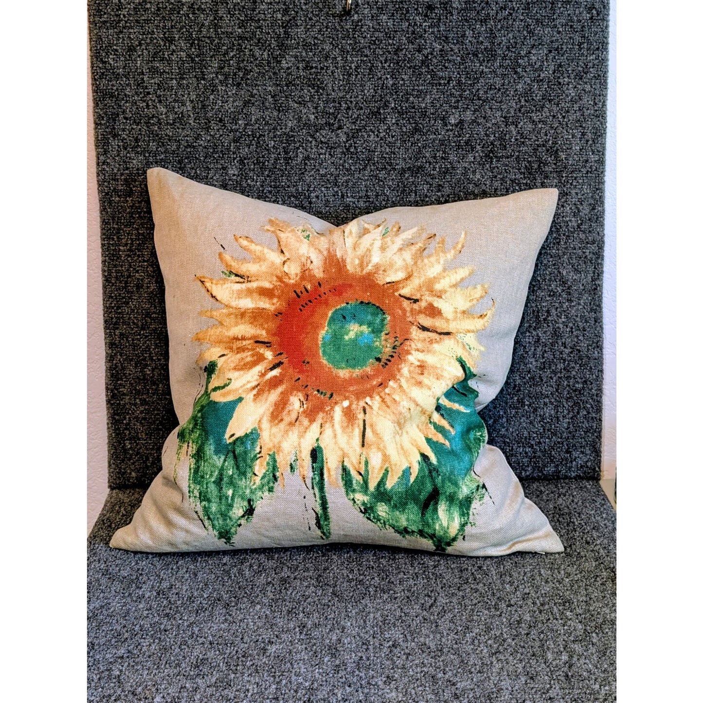 Pottery Barn Linen Cotton 20X20 Sunflower Decorative Pillow Feather Fill Insert