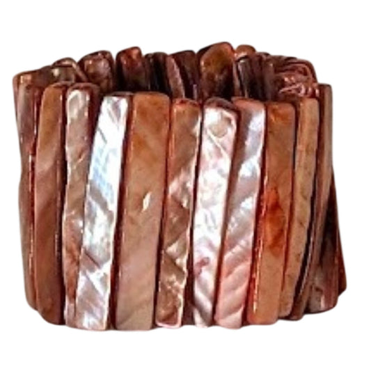 Shades of Copper Dyed Abalone Shell Stretch Bracelet