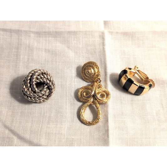 Three Vintage Designer Single Earrings Givenchy, Lucien Piccard, St. John