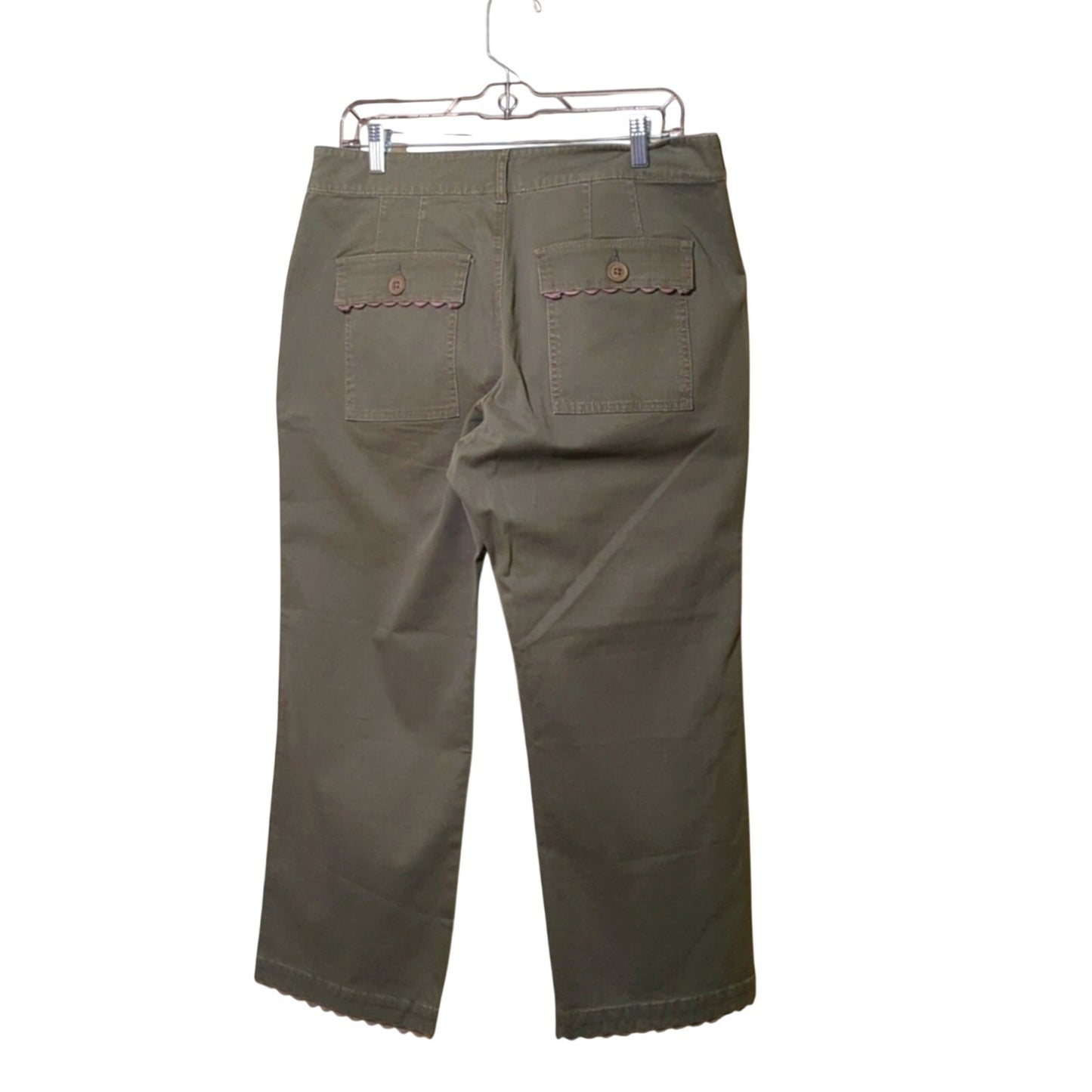 Sundance Scalloped Loden Green High Rise Cropped Jeans Women's Size 12P NWOT