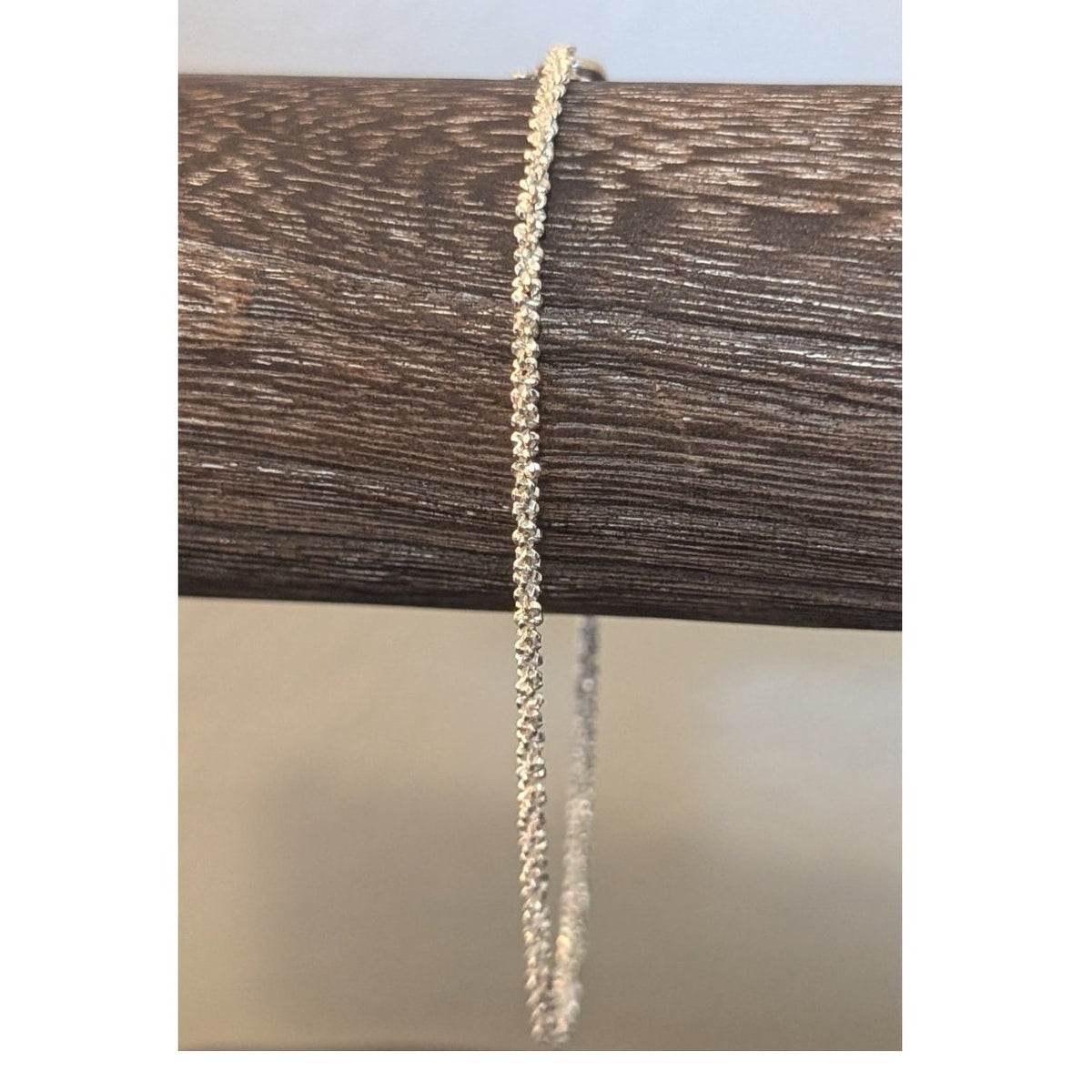 Vintage Solid 925 Silver Sparkle D/C Cut Margarita Box Rope 2mm Chain Bracelet