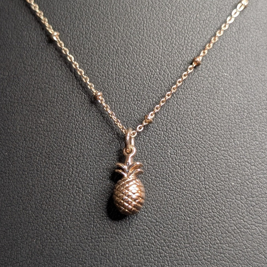 Lauren Conrad Rose Tone 16"-19" Beaded Chain Pineapple Pendant Necklace