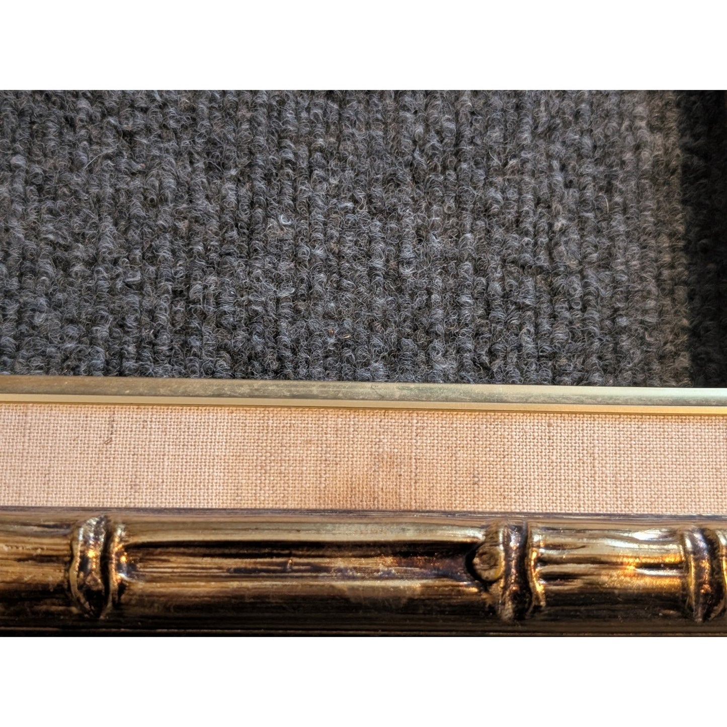 Vintage Gilt Bamboo Look Wood Frame W/ Canvas Border 8 X 10