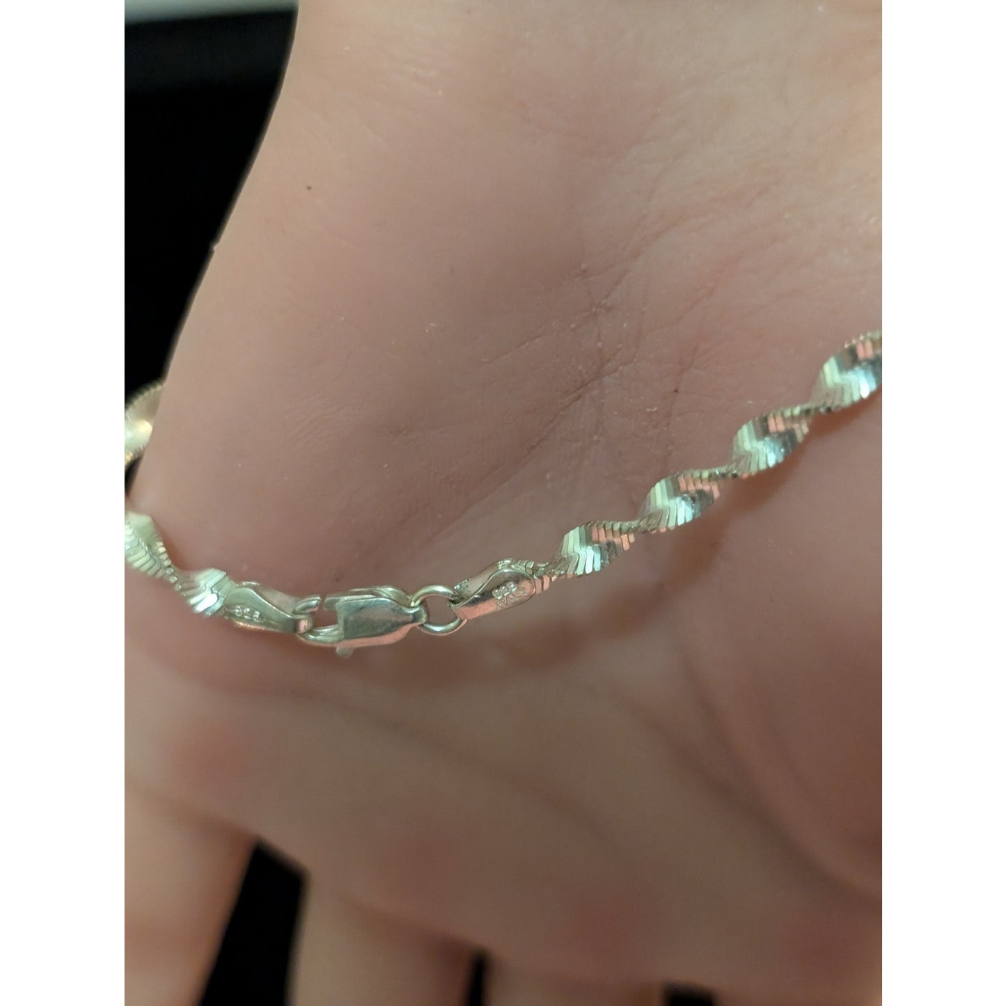 Vintage 925 Sterling Silver Twisted Herringbone Chain Bracelet