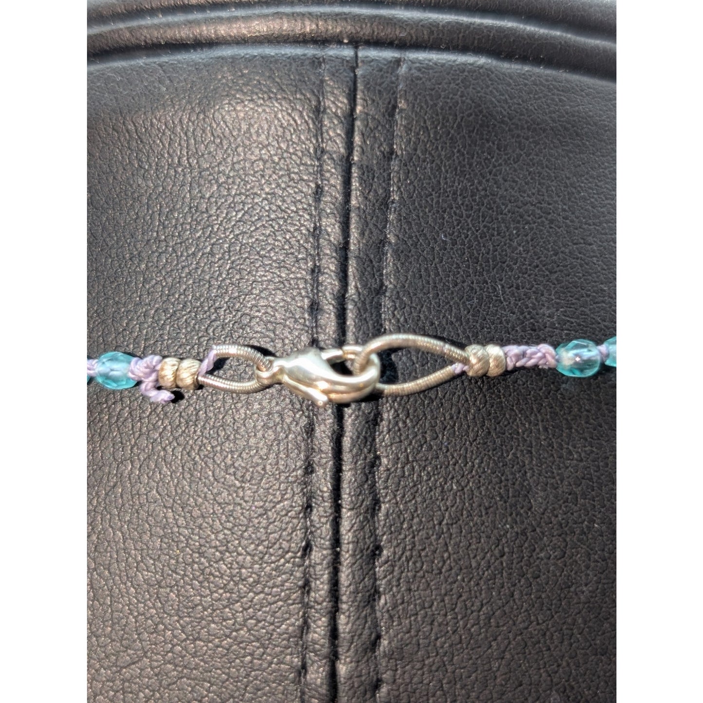 Lavender Blue Glass Bead 925 Sterling Cross 23" Necklace