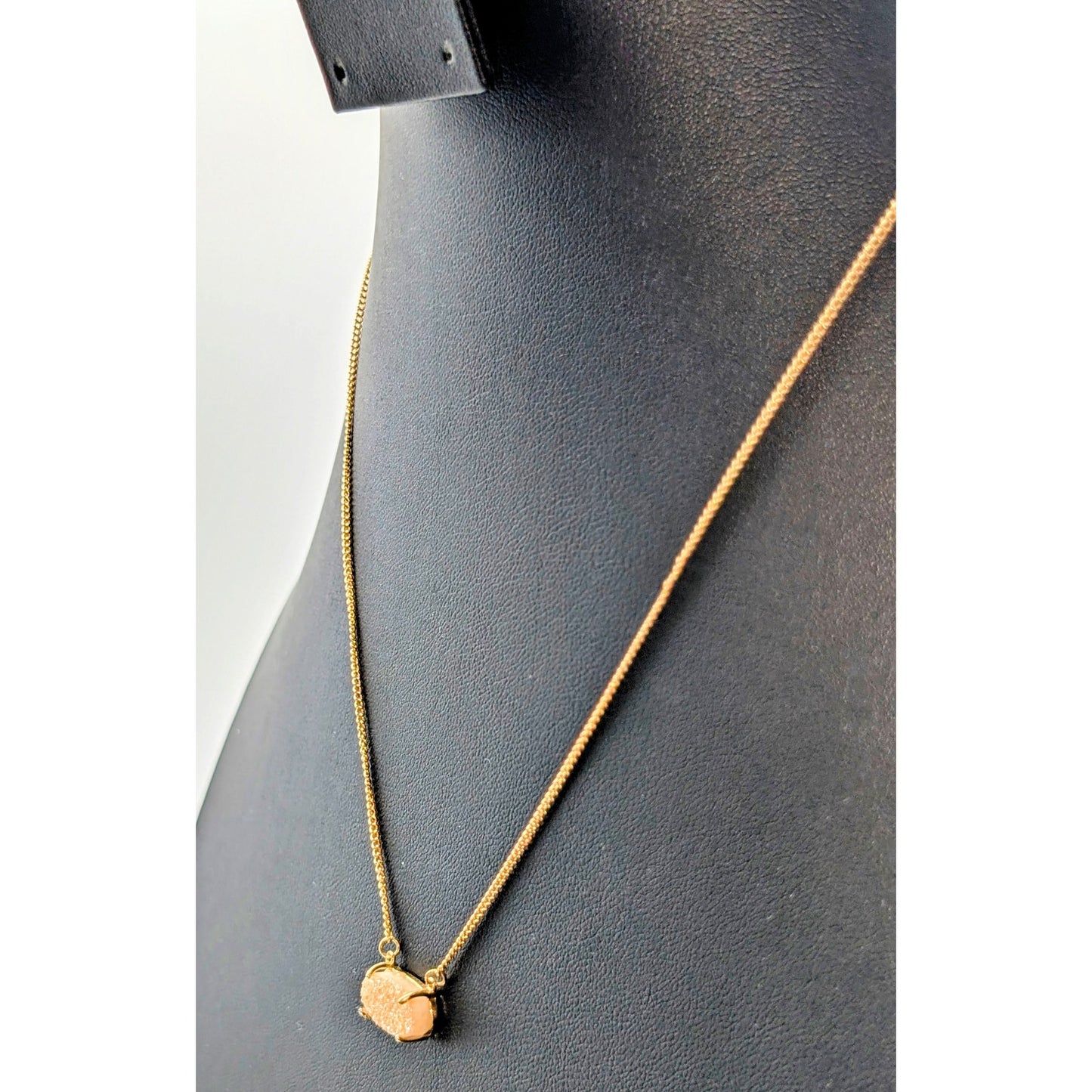 Luna Norte Pink Quartz Druzy Gold Tone 17" 18" & 19" Necklace