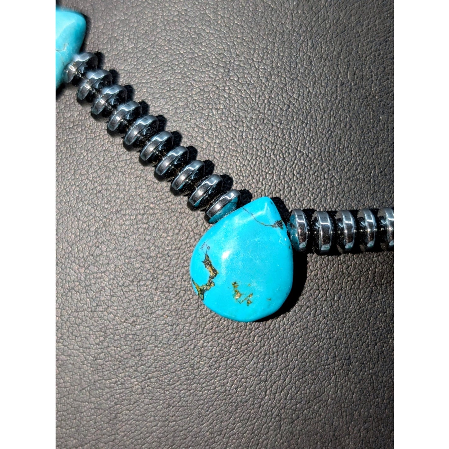 Hematite Dyed Howlite Teardrop Hook Clasp 19" Necklace