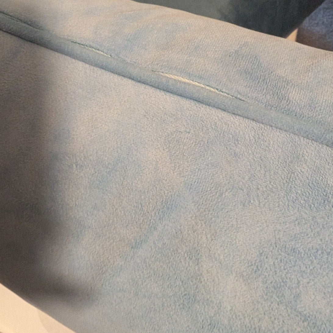 Light Blue Velvet Zippered Down Filled Insert Pillow