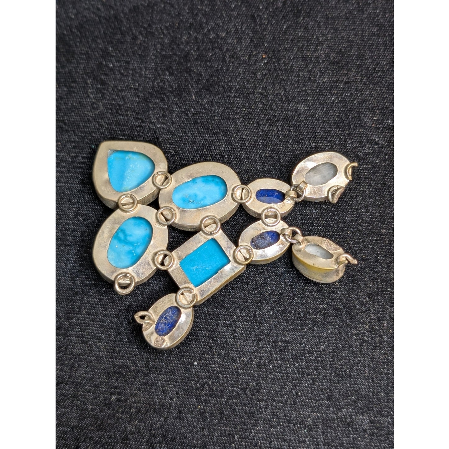 Turquoise Lapis Moonstone Broken Piece Off South Western Necklace For Repurpose